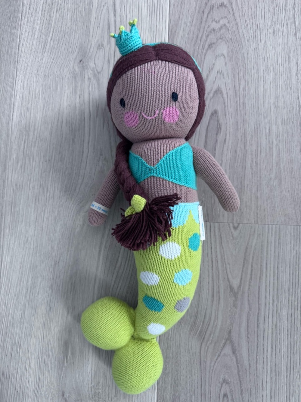 Cuddle and Kind Plush Mermaid Knit Doll - Teal & Lime
